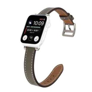 Single Circle 14mm with Beads Style Leather Watch Band Watch Band For Apple Watch Ultra 49mm&Watch Ultra 2 49mm / Series 9&8&7 45mm / SE 3&SE 2&6&SE&5&4 44mm / 3&2&1 42mm(Grey)