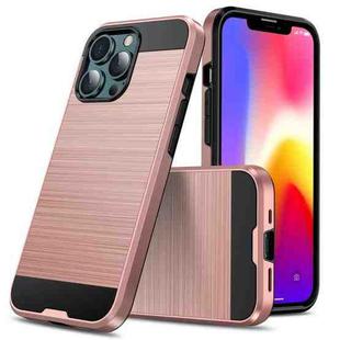For iPhone 13 Pro Brushed Texture Shockproof Protective Case (Rose Gold)