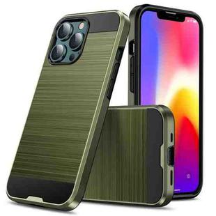 For iPhone 13 Pro Max Brushed Texture Shockproof Protective Case (Army Green)