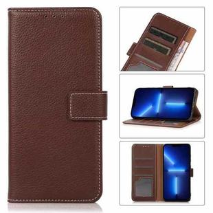 For iPhone 13 Pro Max Litchi Texture PU + TPU Horizontal Flip Leather Case with Holder & Card Slots & Wallet (Brown)