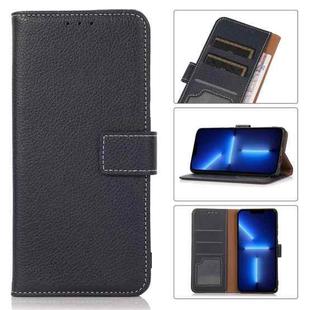 For iPhone 13 Pro Max Litchi Texture PU + TPU Horizontal Flip Leather Case with Holder & Card Slots & Wallet (Dark Blue)