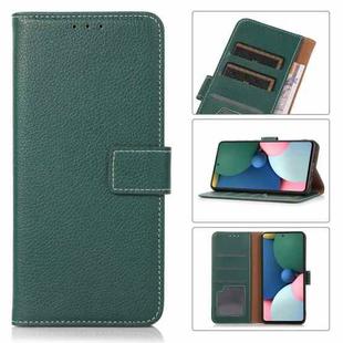 For iPhone 13 Pro Litchi Texture PU + TPU Horizontal Flip Leather Case with Holder & Card Slots & Wallet (Dark Green)