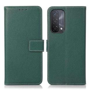 For OPPO A93 5G / A74 5G / A54 5G Litchi Texture PU + TPU Horizontal Flip Leather Case with Holder & Card Slots & Wallet(Dark Green)