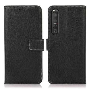 For Sony Xperia 1 III Litchi Texture PU + TPU Horizontal Flip Leather Case with Holder & Card Slots & Wallet(Black)