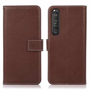 For Sony Xperia 1 III Litchi Texture PU + TPU Horizontal Flip Leather Case with Holder & Card Slots & Wallet(Brown)