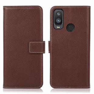 For Alcatel 1L 2021 Litchi Texture PU + TPU Horizontal Flip Leather Case with Holder & Card Slots & Wallet(Brown)
