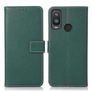 For Alcatel 1L 2021 Litchi Texture PU + TPU Horizontal Flip Leather Case with Holder & Card Slots & Wallet(Dark Green)