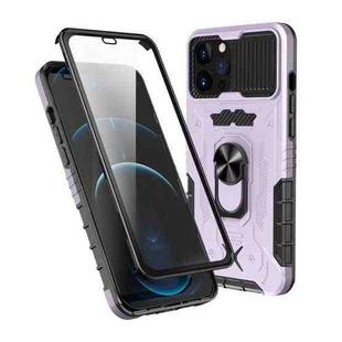 All-inclusive PC TPU Tempered Glass Film Integral Shockproof Case For iPhone 12 Pro Max(Light Purple)