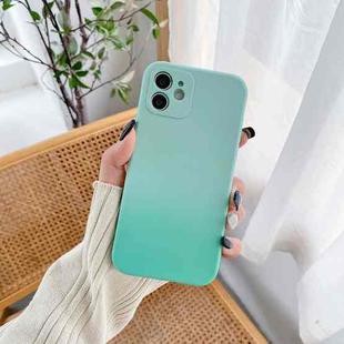 For iPhone 12 mini Straight Edge Gradient Hand-feel Paint Shockproof TPU Case (Lake Green)
