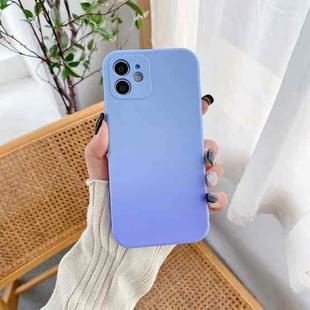 For iPhone 12 Straight Edge Gradient Hand-feel Paint Shockproof TPU Case(Light Blue)