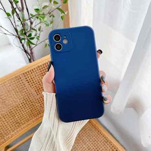 For iPhone 12 Straight Edge Gradient Hand-feel Paint Shockproof TPU Case(Dark Blue)