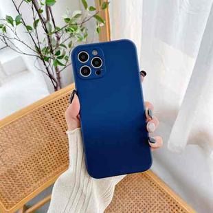 For iPhone 12 Pro Straight Edge Gradient Hand-feel Paint Shockproof TPU Case(Dark Blue)