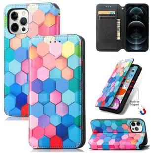 For iPhone 13 Colorful Magnetic Horizontal Flip PU Leather Case with Holder & Card Slot & Wallet(Color Honeycomb)