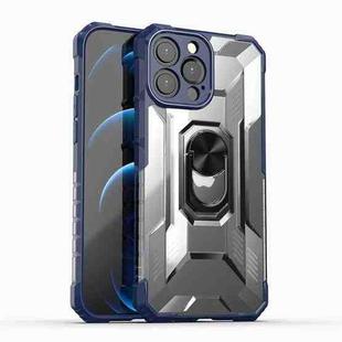 PC + TPU Shockproof Protective Case with Metal Ring Holder For iPhone 13 Pro Max(Blue)