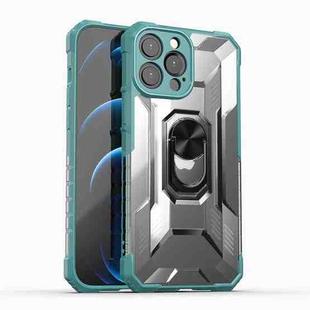 PC + TPU Shockproof Protective Case with Metal Ring Holder For iPhone 13 Pro Max(Green)