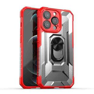 PC + TPU Shockproof Protective Case with Metal Ring Holder For iPhone 13 Pro(Red)