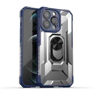PC + TPU Shockproof Protective Case with Metal Ring Holder For iPhone 13 Pro(Blue)