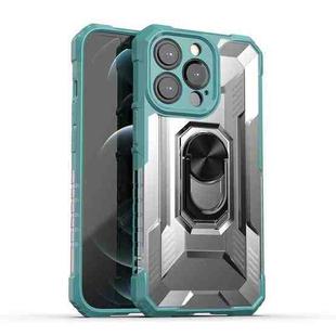 PC + TPU Shockproof Protective Case with Metal Ring Holder For iPhone 13 Pro(Green)