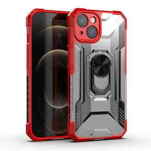PC + TPU Shockproof Protective Case with Metal Ring Holder For iPhone 13(Red)