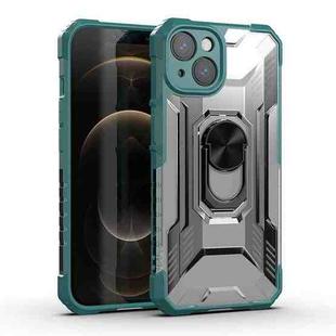PC + TPU Shockproof Protective Case with Metal Ring Holder For iPhone 13(Green)