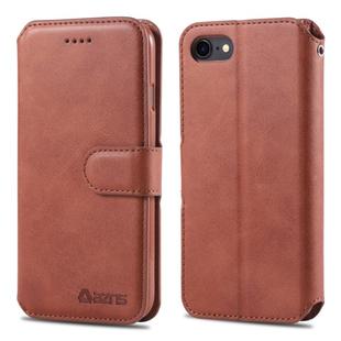 For iPhone 7 / 8 AZNS Calf Texture Magnetic Horizontal Flip PU Leather Case with Holder & Card Slots & Photo Frame(Brown)