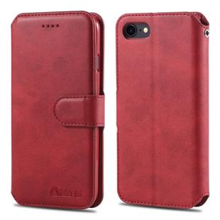 For iPhone 7 / 8 AZNS Calf Texture Magnetic Horizontal Flip PU Leather Case with Holder & Card Slots & Photo Frame(Red)