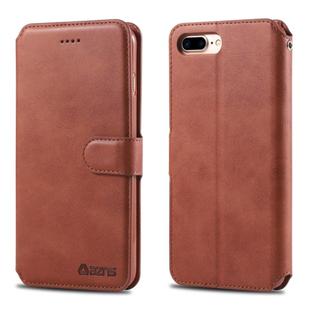 For iPhone 7 Plus / 8 Plus AZNS Calf Texture Magnetic Horizontal Flip PU Leather Case with Holder & Card Slots & Photo Frame(Brown)