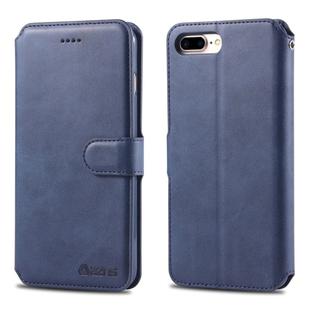 For iPhone 7 Plus / 8 Plus AZNS Calf Texture Magnetic Horizontal Flip PU Leather Case with Holder & Card Slots & Photo Frame(Blue)