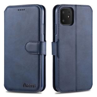 For iPhone 11 AZNS Calf Texture Magnetic Horizontal Flip PU Leather Case with Holder & Card Slots & Photo Frame(Blue)