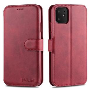 For iPhone 11 AZNS Calf Texture Magnetic Horizontal Flip PU Leather Case with Holder & Card Slots & Photo Frame(Red)