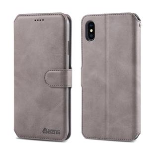 For iPhone X / XS AZNS Calf Texture Magnetic Horizontal Flip PU Leather Case with Holder & Card Slots & Photo Frame(Gray)