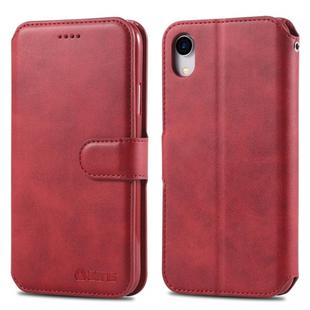 For iPhone XR AZNS Calf Texture Magnetic Horizontal Flip PU Leather Case with Holder & Card Slots & Photo Frame(Red)