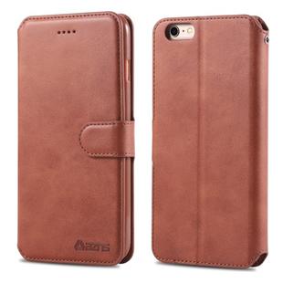 For iPhone 6 Plus / 6s Plus AZNS Calf Texture Magnetic Horizontal Flip PU Leather Case with Holder & Card Slots & Photo Frame(Brown)