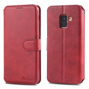 For Galaxy A6 2018 AZNS Calf Texture Magnetic Horizontal Flip PU Leather Case with Holder & Card Slots & Photo Frame(Red)