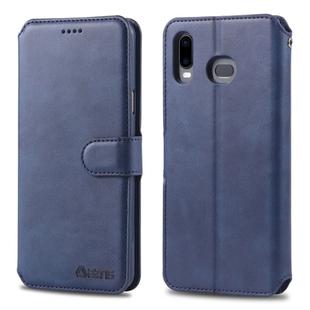 For Galaxy  A6s AZNS Calf Texture Magnetic Horizontal Flip PU Leather Case with Holder & Card Slots & Photo Frame(Blue)