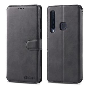 For Galaxy A9 2018 AZNS Calf Texture Magnetic Horizontal Flip PU Leather Case with Holder & Card Slots & Photo Frame(Black)