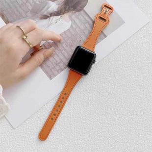 Small Waist 8-shape Reverse Buckle Leather Watch Band For Apple Watch Series 8&7 41mm / SE 2&6&SE&5&4 40mm / 3&2&1 38mm(Orange)