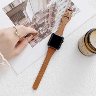 Small Waist 8-shape Reverse Buckle Leather Watch Band For Apple Watch Ultra 49mm / Series 8&7 45mm / SE 2&6&SE&5&4 44mm / 3&2&1 42mm(Brown)