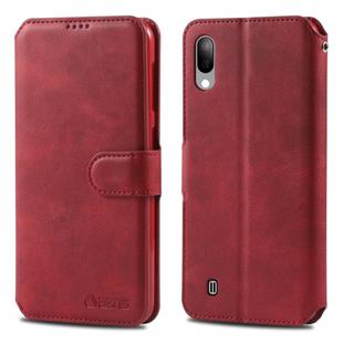 For Galaxy A10 / M10 AZNS Calf Texture Magnetic Horizontal Flip PU Leather Case with Holder & Card Slots & Photo Frame(Red)