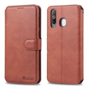 For Galaxy A40s / M30 AZNS Calf Texture Magnetic Horizontal Flip PU Leather Case with Holder & Card Slots & Photo Frame(Brown)