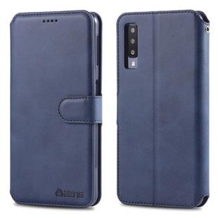 For Galaxy A50 AZNS Calf Texture Magnetic Horizontal Flip PU Leather Case with Holder & Card Slots & Photo Frame(Blue)