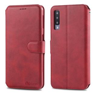 For Galaxy A50 AZNS Calf Texture Magnetic Horizontal Flip PU Leather Case with Holder & Card Slots & Photo Frame(Red)
