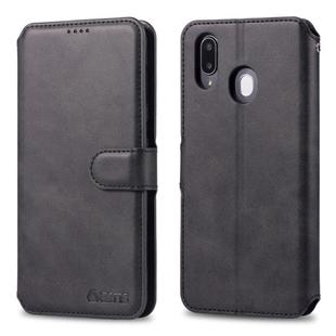 For Galaxy M20 AZNS Calf Texture Magnetic Horizontal Flip PU Leather Case with Holder & Card Slots & Photo Frame(Black)