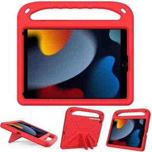 For iPad 10.2 2021 / 2020 / 2019 Handle Portable EVA Shockproof Protective Case with Triangle Holder(Red)