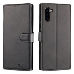For Galaxy Note 10 AZNS Calf Texture Magnetic Horizontal Flip PU Leather Case with Holder & Card Slots & Photo Frame(Black)