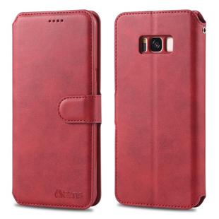 For Galaxy S8 AZNS Calf Texture Magnetic Horizontal Flip PU Leather Case with Holder & Card Slots & Photo Frame(Red)