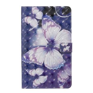 For Galaxy Tab A 8.0 (2019) T295/T290 3D Colored Drawing Horizontal Flip Leather Case with Holder & Card Slots & Wallet (Purple Butterfly)