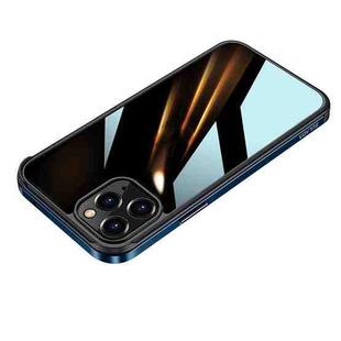 For iPhone 12 mini SULADA  Aviation Aluminum Frame Nano Glass TPU Case(Dark Blue)