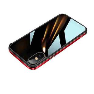 For iPhone X / XS SULADA Shockproof Aviation Aluminum Metal Frame + Nano Glass + TPU Protective Case(Red)
