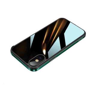 For iPhone XR SULADA Shockproof Aviation Aluminum Metal Frame + Nano Glass + TPU Protective Case(Dark Night Green)